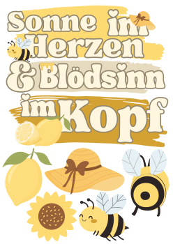 Bügelbild Sonne im Herzen und Blödsinn im Kopf